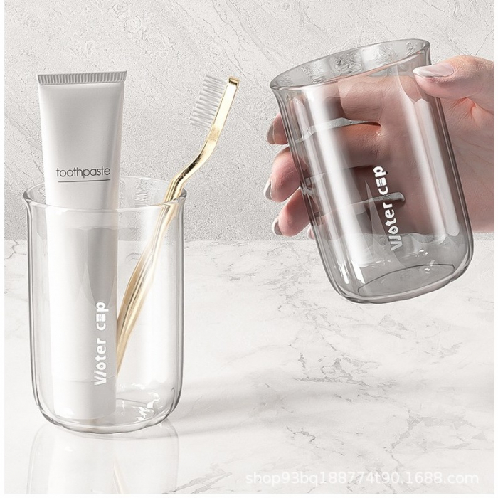 Cana de Apa pentru Clatit, Flippy, pentru Periuta de Dinti, 200 ml, 10.4 x 7.3 cm, Gri Transparent [7]
