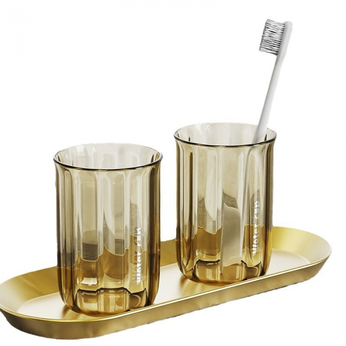 Cana de Apa pentru Clatit, Flippy, pentru Periuta de Dinti, 200 ml, 10.4 x 7.3 cm, Maro Transparent [4]
