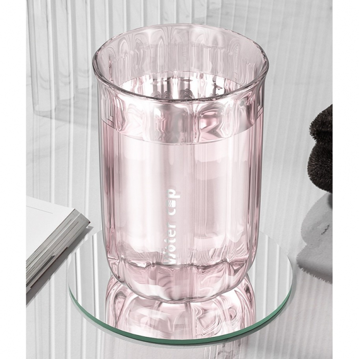 Cana de Apa pentru Clatit, Flippy, pentru Periuta de Dinti, 200 ml, 10.4 x 7.3 cm, Roz Transparent [8]
