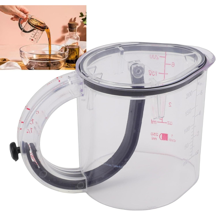 Cana de Masurat, Flippy, cu Maner, Reglabila, din ABS si Silicon, 250 ml, Transparent [3]