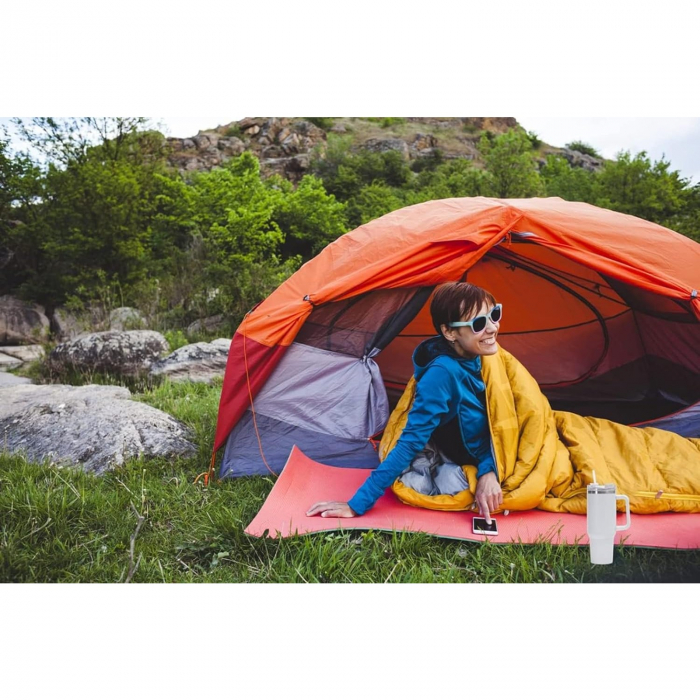 Cana Termos din Plastic, pentru Bauturi Calde si Reci, cu Maner, 9.9x9.9x27 cm, Alb [4]