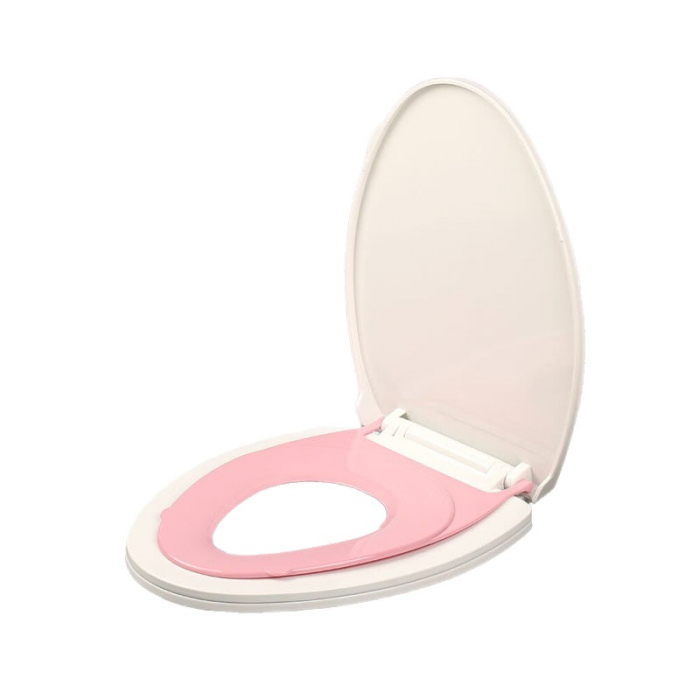 Capac de Toaleta cu Reductie 3 in 1, Flippy, pentru Copii +3 Ani si Adulti, Coborare Lenta si Silentioasa, Instalare Usoara, din PP5 , in Forma de O, Alb/Roz [1]