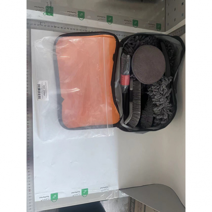 Set 10 Piese pentru Spalat Auto, Flippy, din Plastic si Microfibra, Perii si Lavete, Model C, Gri [2]
