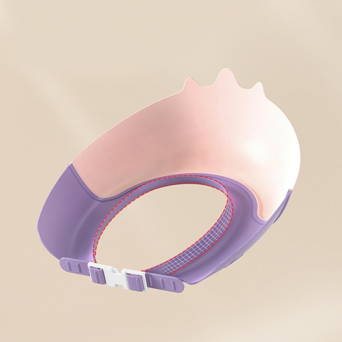 Casca de Dus, Flippy, Previne Scurgerea Apei si Samponului pe Fata, 0-12 Ani, Ajustabila, din TPE+PP, 20 x 23 cm, Model Unicorn, Roz/Mov [2]