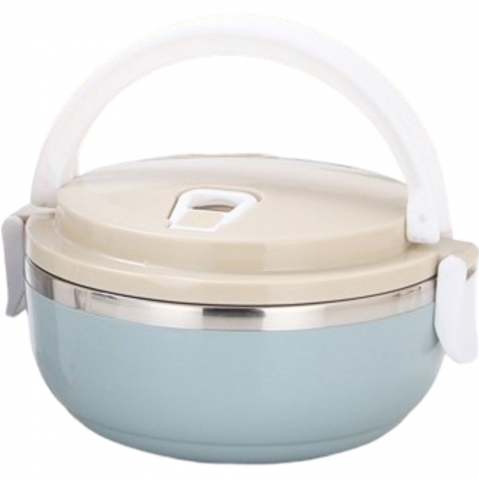 Caserola pentru alimente Flippy, lunch box, 700 ml, otel inoxidabil, maner, valva aerisire, inchidere etansa, 15 x 8.5 cm, albastru [1]