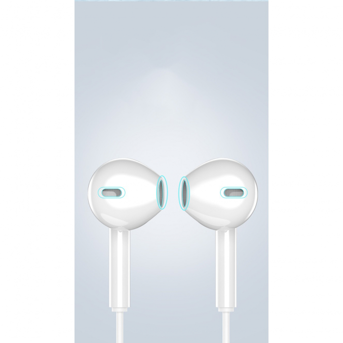 Casti Audio Stereo In-Ear, cu Microfon si cu Port Jack 3,5 mm, 1m,telecomanda pentru apeluri/volum, Flippy Rock ES05 Blister, Alb [7]