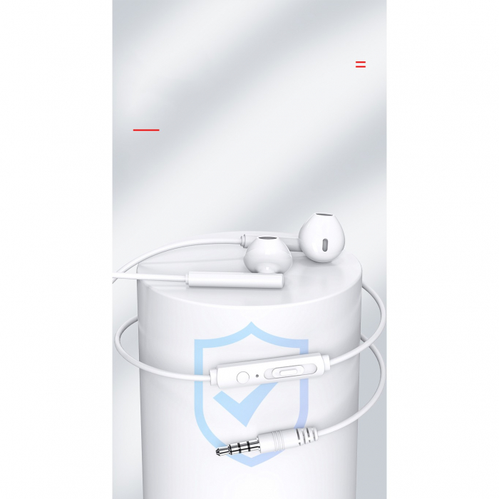 Casti Audio Stereo In-Ear, cu Microfon si cu Port Jack 3,5 mm, 1m,telecomanda pentru apeluri/volum, Flippy Rock ES05 Blister, Alb [9]