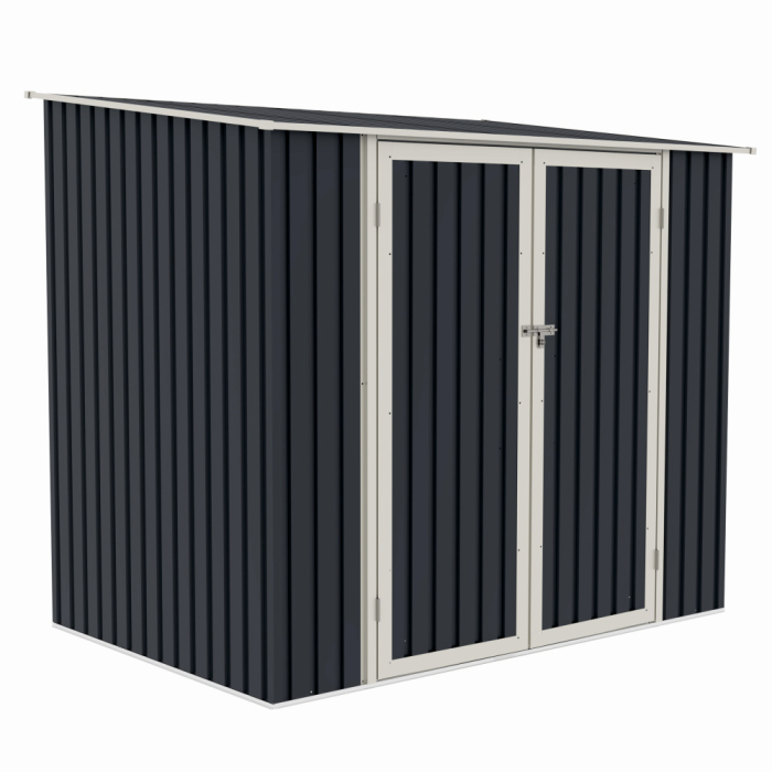 Casuta / magazie de gradina premium metalica, MESTERINO Joy-B, Gri/Bej, dimensiuni 222x149x194 cm, cu usi cu balama si baza metalica [1]