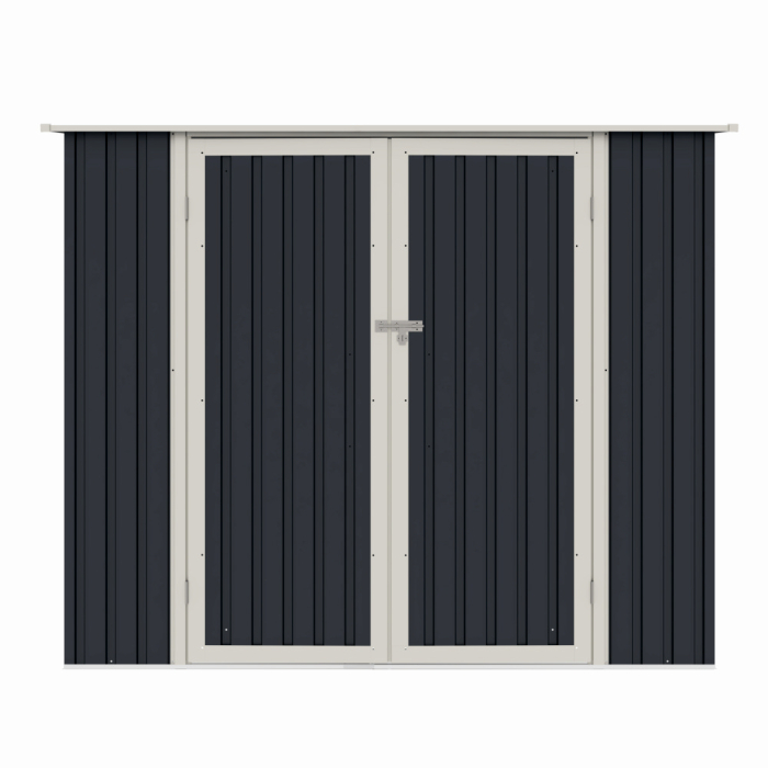 Casuta / magazie de gradina premium metalica, MESTERINO Joy-B, Gri/Bej, dimensiuni 222x149x194 cm, cu usi cu balama si baza metalica [2]