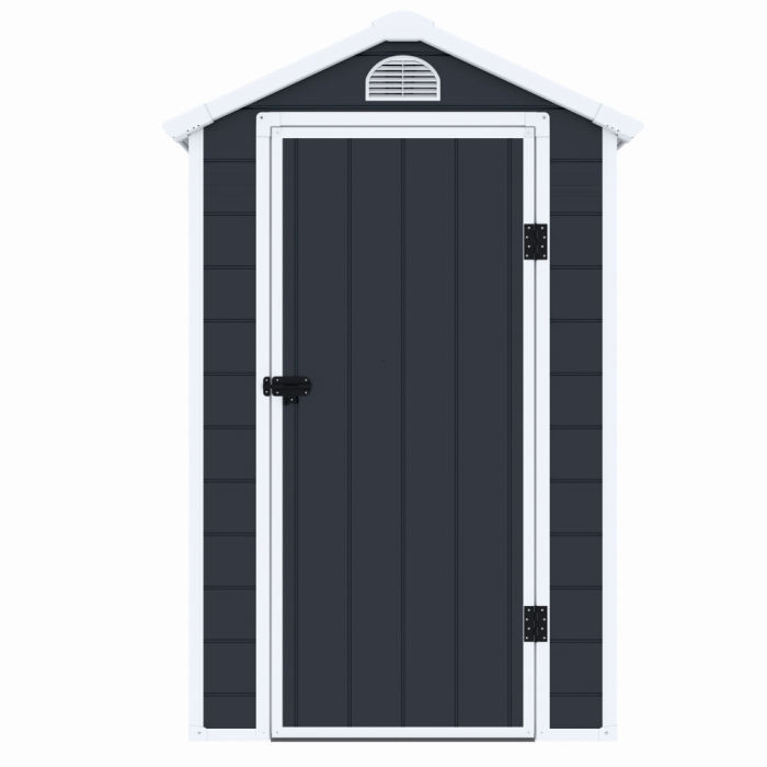 Casuta / magazie de gradina premium, panel plastic si ranforsare metal, MESTERINO AVE-B, Gri/Bej, dimensiuni 134x192x204 cm, usa cu balama, baza metalica si podea de plastic [1]