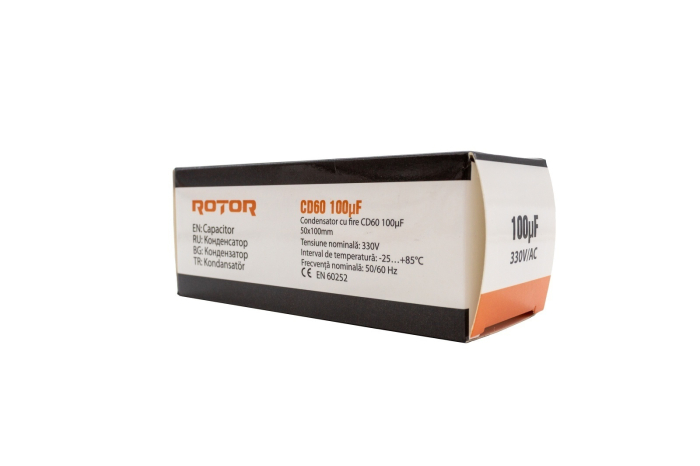 CD60 Condensator cu fire 100µF 50x100 mm 330V ROTOR [3]