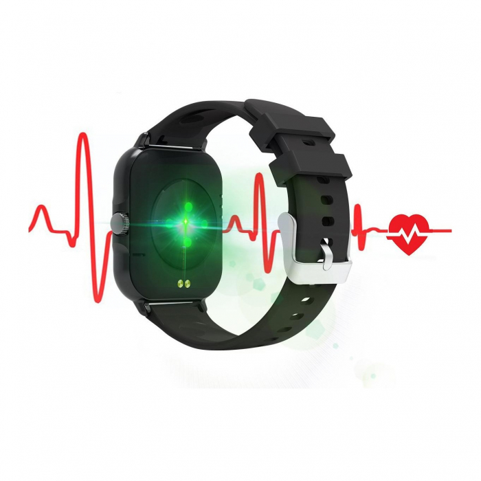 Ceas Smartwatch, Flippy, Editia H15, Apeluri Bluetooth, Afisaj 1.81 inch, Rezolutie 240 x 284, Puls, Siri, Baterie 180 mAh, Negru [6]