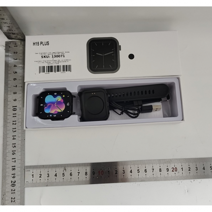 Ceas Smartwatch, Flippy, Editia H15, Apeluri Bluetooth, Afisaj 1.81 inch, Rezolutie 240 x 284, Puls, Siri, Baterie 180 mAh, Negru [7]