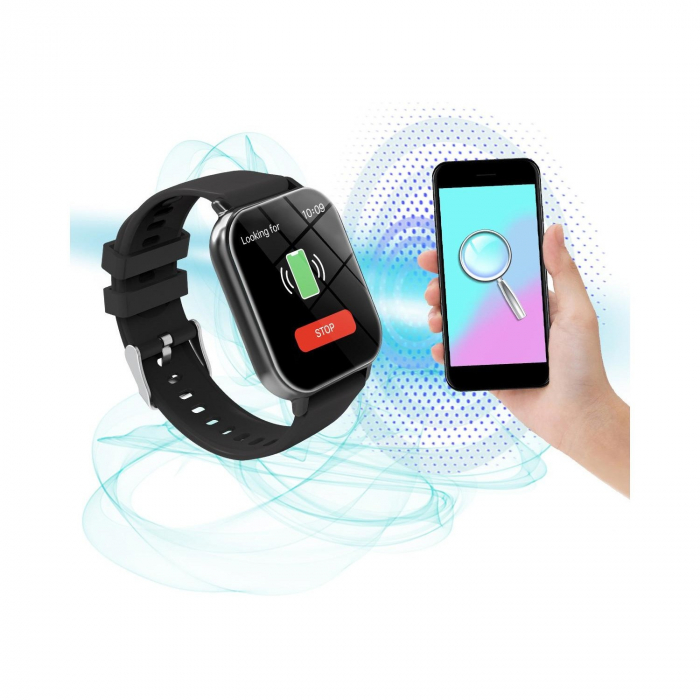 Ceas Smartwatch, Flippy, Editia H15, Apeluri Bluetooth, Afisaj 1.81 inch, Rezolutie 240 x 284, Puls, Siri, Baterie 180 mAh, Negru [4]