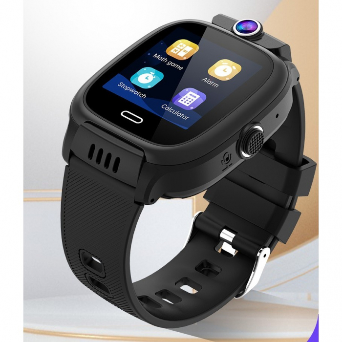 Ceas Smartwatch Flippy, Pentru Copii, Model Y36, cu Functie Telefon, 4G, Localizare LBS, Istoric Traseu, Monitorizare Spion, Apel Video, Rezistent la Apa, Negru [3]