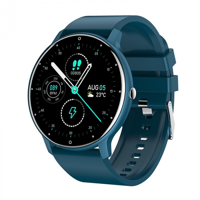 Ceas smartwatch si bratara fitness Flippy ZL02D, oxigen, ritm cardiac, pedometru, notificari, IP67, Compatibil cu Android/iOS, vibratii, multi sport, Albastru inchis [1]