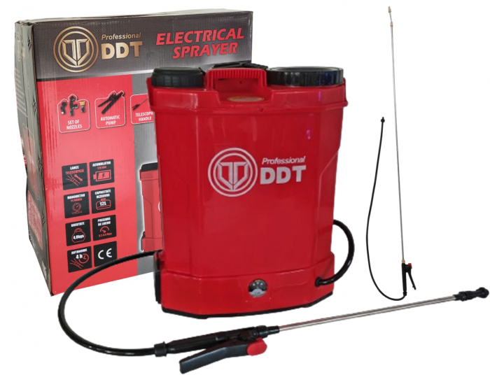 Pompa de stropit cu acumulator DDT Profesional 12 L, 12 V, 2.3 MPA, Complet accesorizata + Atomizor portabil [3]