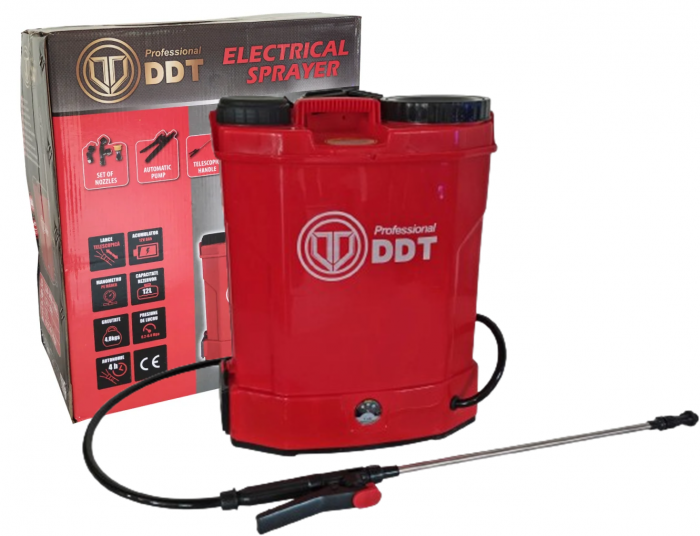 Pompa de stropit cu acumulator DDT Profesional 12 L, 12 V, 2.3 MPA, Complet accesorizata + Atomizor portabil [2]