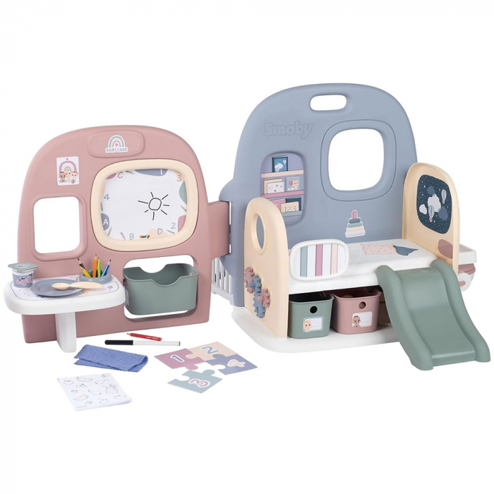 Centru de ingrijire pentru papusi Smoby Baby Care Childcare Center albastru roz cu accesorii [1]