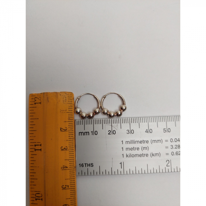 Cercei Argint 925 Creole 12 mm cu 4 Bilute, Jolie Silver, 1.6g, 1 cm x 1 cm [3]