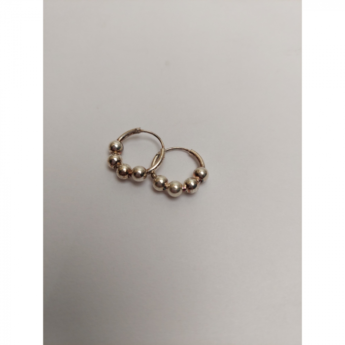 Cercei Argint 925 Creole 12 mm cu 4 Bilute, Jolie Silver, 1.6g, 1 cm x 1 cm [2]