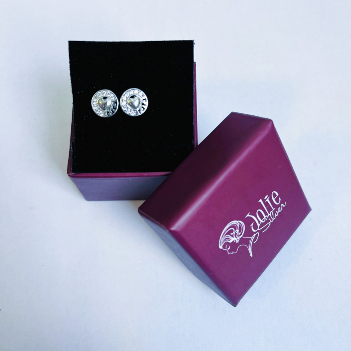 Cercei din Argint 925 Jolie Silver, Model Inima in Cerc, 8 x 8 mm, 1.6 g [5]