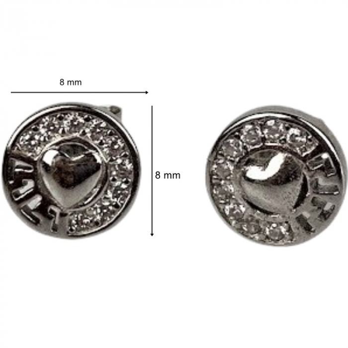 Cercei din Argint 925 Jolie Silver, Model Inima in Cerc, 8 x 8 mm, 1.6 g [3]
