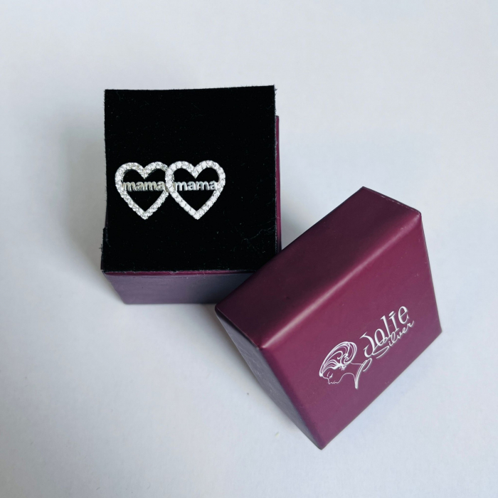 Cercei din Argint 925 Jolie Silver, Model Inimi cu Mama, 12 x 12 mm, 2.8 g [6]