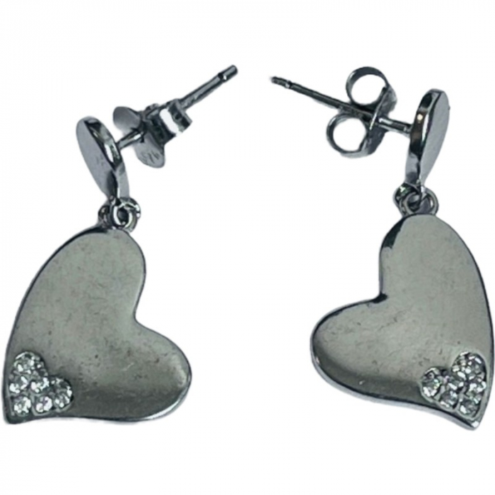 Cercei din Argint 925 Jolie Silver, Model Inimi cu Zirconii, 29 x 13 mm, 2.8 g [1]