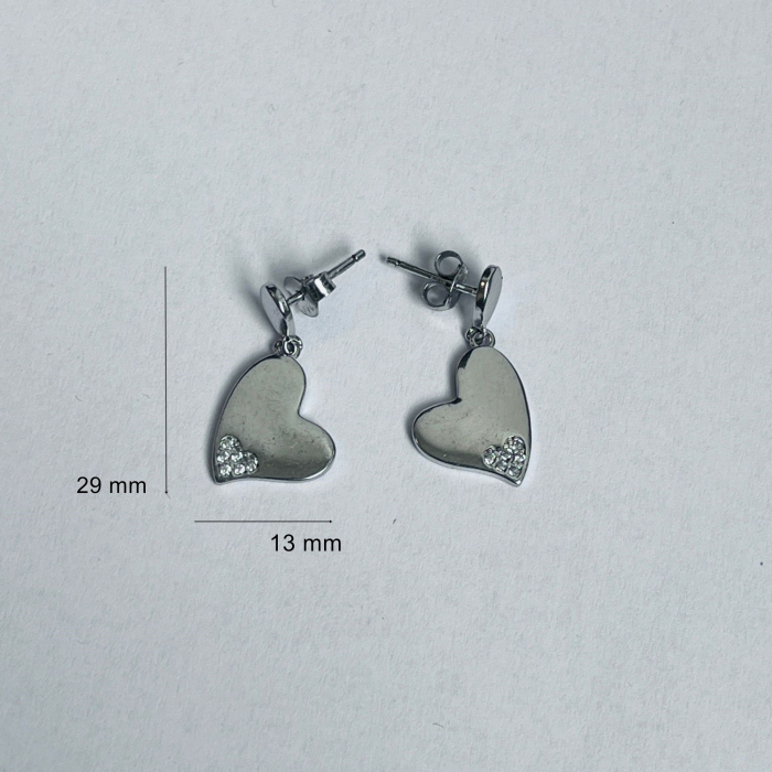 Cercei din Argint 925 Jolie Silver, Model Inimi cu Zirconii, 29 x 13 mm, 2.8 g [4]