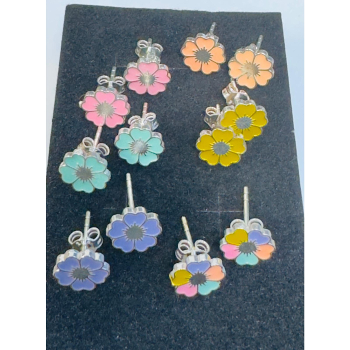 Cercei pentru Copii din Argint 925 cu Email Colorat, model Floare, Jolie Silver, 1.26 g [2]