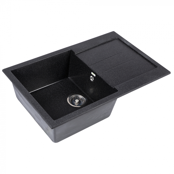 Chiuveta compozit dreptunghiulara neagra cu picurator 770x495mm [2]