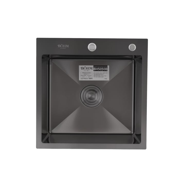 Chiuveta de bucatarie din inox alimentar SUS304 BH5050B BoHM Nano Black 500X500X215 mm [2]