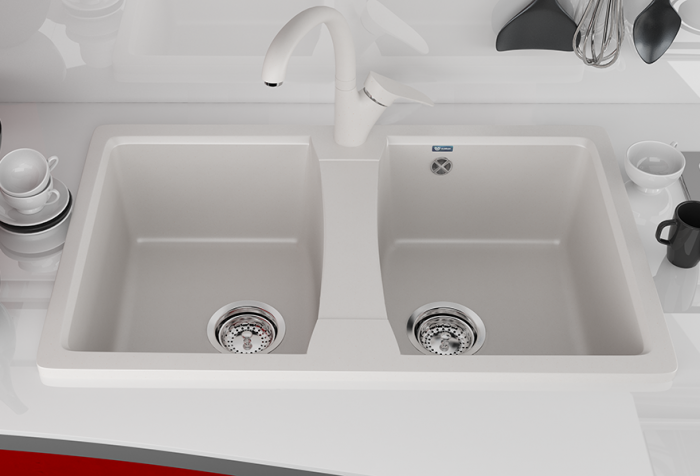 Chiuveta dreptunghiulara de bucatarie 2 cuve Ulgran U-402-310 Gri, 77 x 49.5 cm [2]