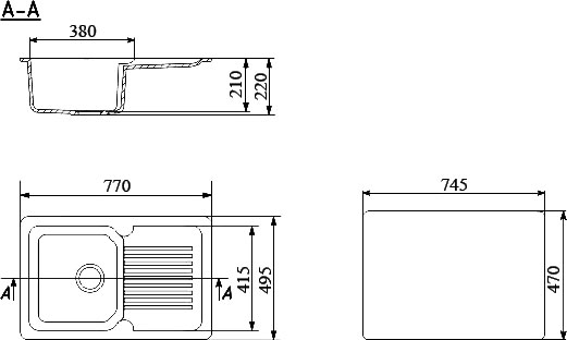 Chiuveta dreptunghiulara de bucatarie Ulgran U-506-311 Roz deschis, 77 x 49.5 cm [4]