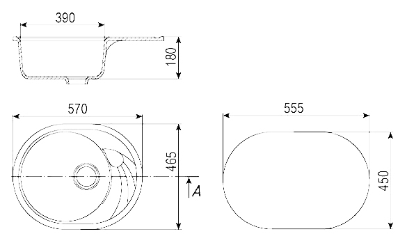 Chiuveta ovala de bucatarie Ulgran U-403-302 Nisip, 57 x 46.5 cm [4]