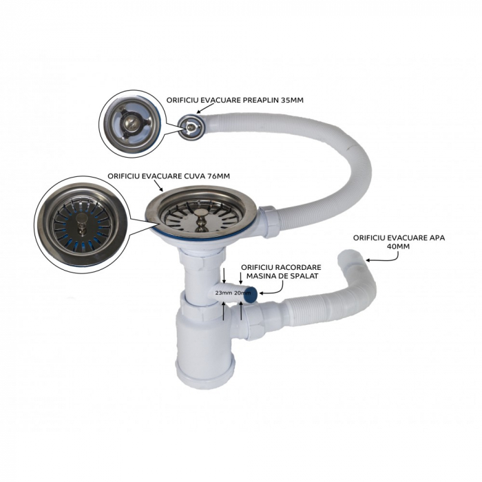 Chiuveta patrata de bucatarie Ulgran U-408-328 Bej, 59 x 51 cm [3]