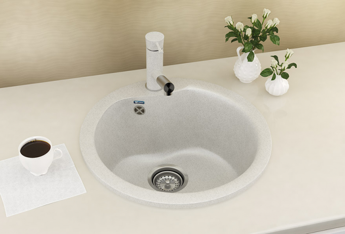 Chiuveta rotunda de bucatarie Ulgran U-102-341 Alb, 48 cm [2]