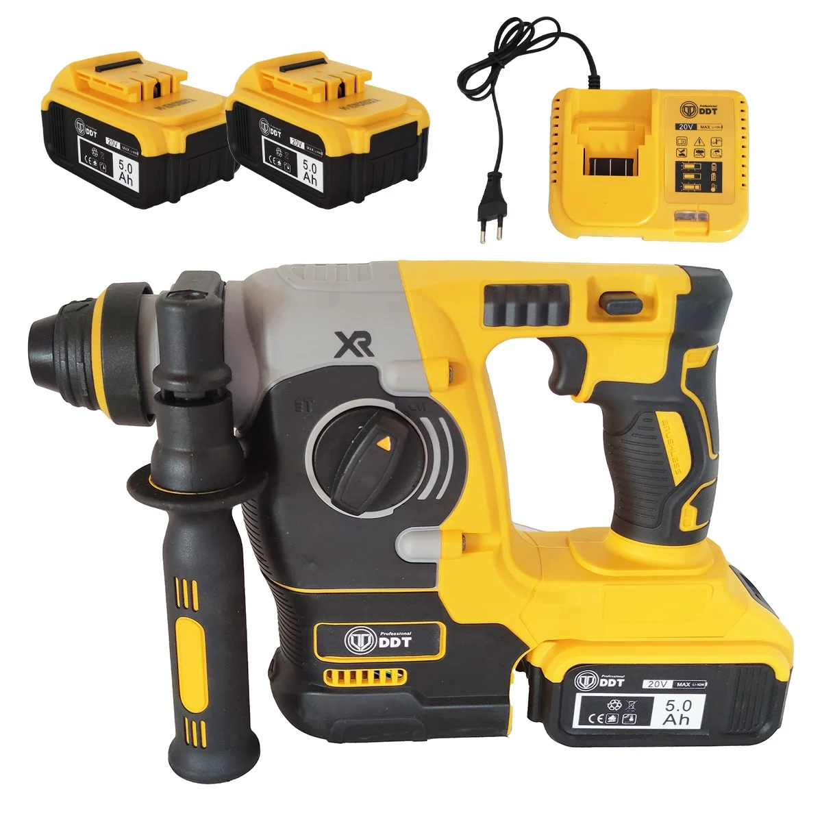Ciocan rotopercutor cu acumulator , DDT-Brushless , 20 V , 5 Ah , 1100 Rpm , 4600 Bpm , Galben [1]