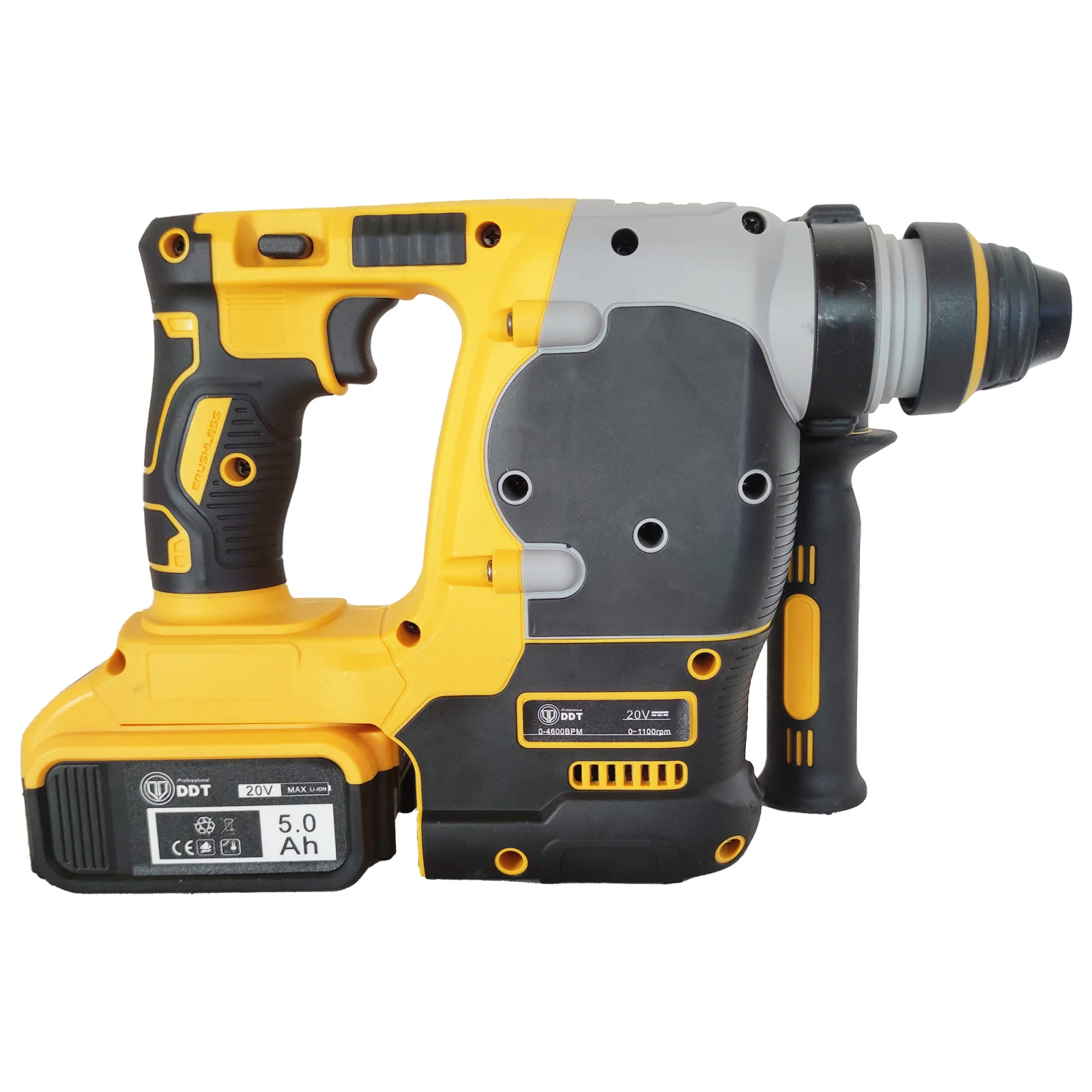 Ciocan rotopercutor cu acumulator , DDT-Brushless , 20 V , 5 Ah , 1100 Rpm , 4600 Bpm , Galben [6]
