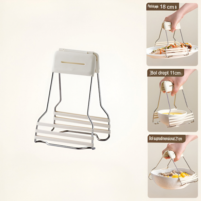 Clema pentru Boluri, Flippy, Anti-Alunecare, din Silicon, de Uz Casnic, Rezistent la Temperaturi Inalte, 17.6x11.5x5.15cm, Gri [15]