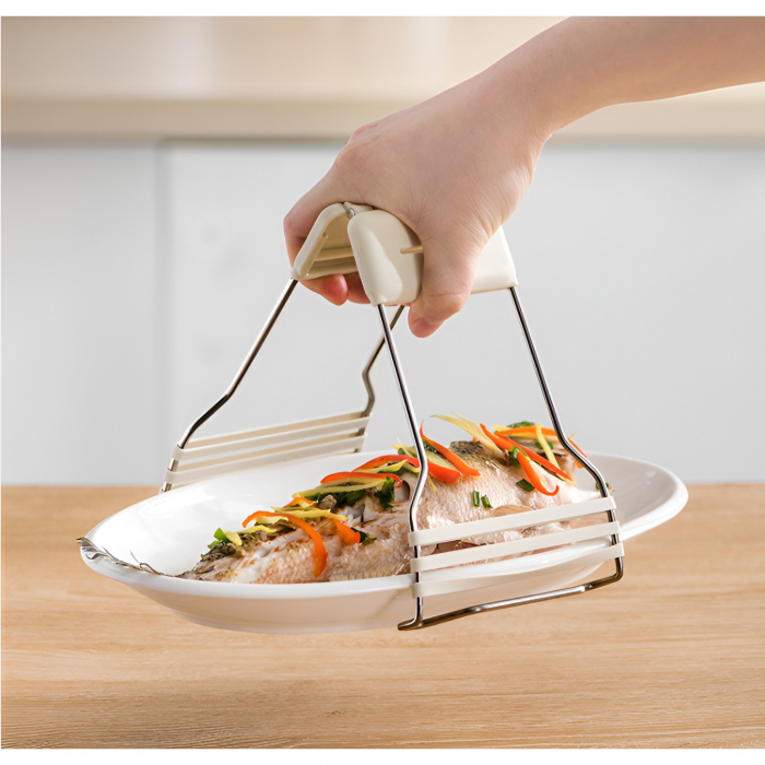 Clema pentru Boluri, Flippy, Anti-Alunecare, din Silicon, de Uz Casnic, Rezistent la Temperaturi Inalte, 17.6x11.5x5.15cm, Gri [14]