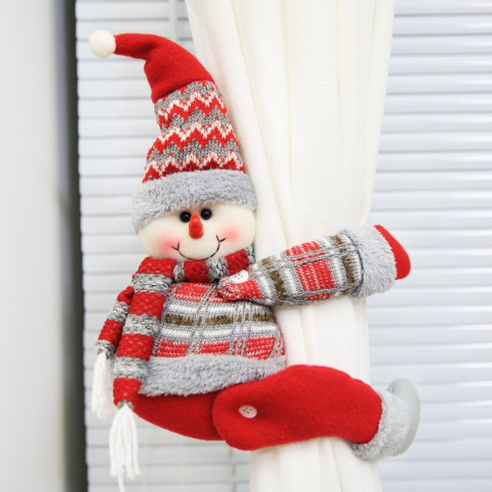 Clema pentru Perdea si Draperii, Flippy, Model Om de Zapada, din Panza, Prindere din Velcro, 46 x 14 cm, Multicolor [2]