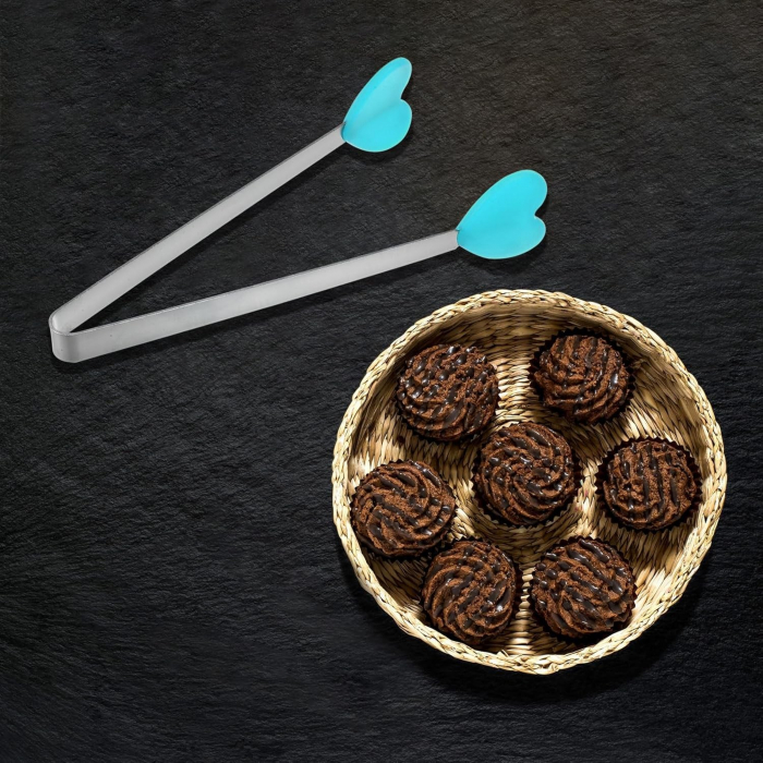 Cleste Creativ pentru Mancare, Flippy, Model Inimioare din Silicon, 14.5x3 cm, Rezistent la Temperaturi Inalte si Coroziune, Albastru [3]