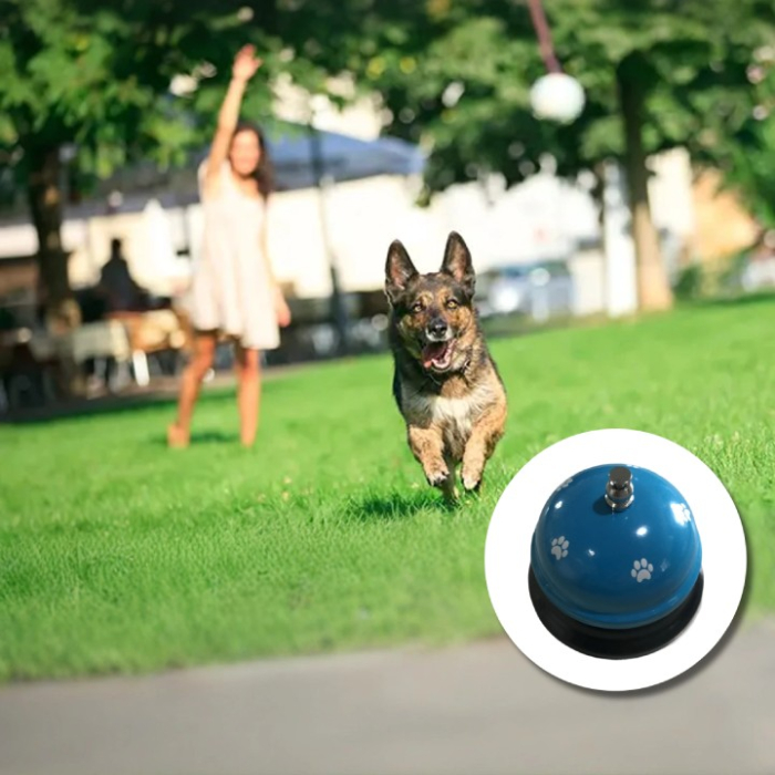 Clopotel Metalic Multifunctional, Flippy, Alastru cu Imprimeu Labuta Alba, 7.5x7.5x6.5 cm, Dresaj, Receptie, Restaurante [2]