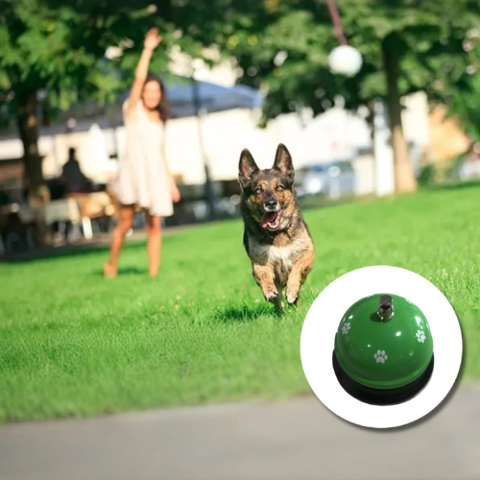 Clopotel Metalic Multifunctional, Flippy, Verde cu Imprimeu Labuta Alba, 7.5x7.5x6.5 cm, Dresaj, Receptie, Restaurante [2]