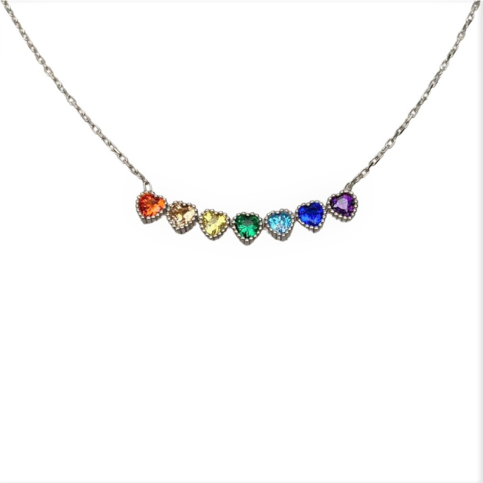 Colier Argint 925 Inimi Colorate 44 cm [6]