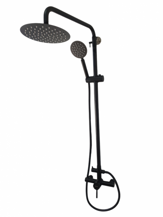 Coloana de dus MIXXUS SUS-003-J BLACK 20 cm baterie si para, monocomanda, furtun flexibil [4]