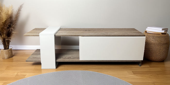 Comoda TV Heden, alb si trufe, 120x25x37 cm [4]
