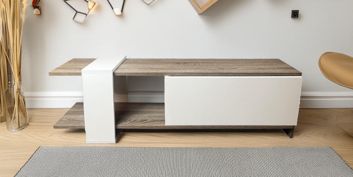 Comoda TV Heden, alb si trufe, 120x25x37 cm [6]